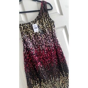 Sequin One-Shoulder Dress - Black, Gold, Red, Pink